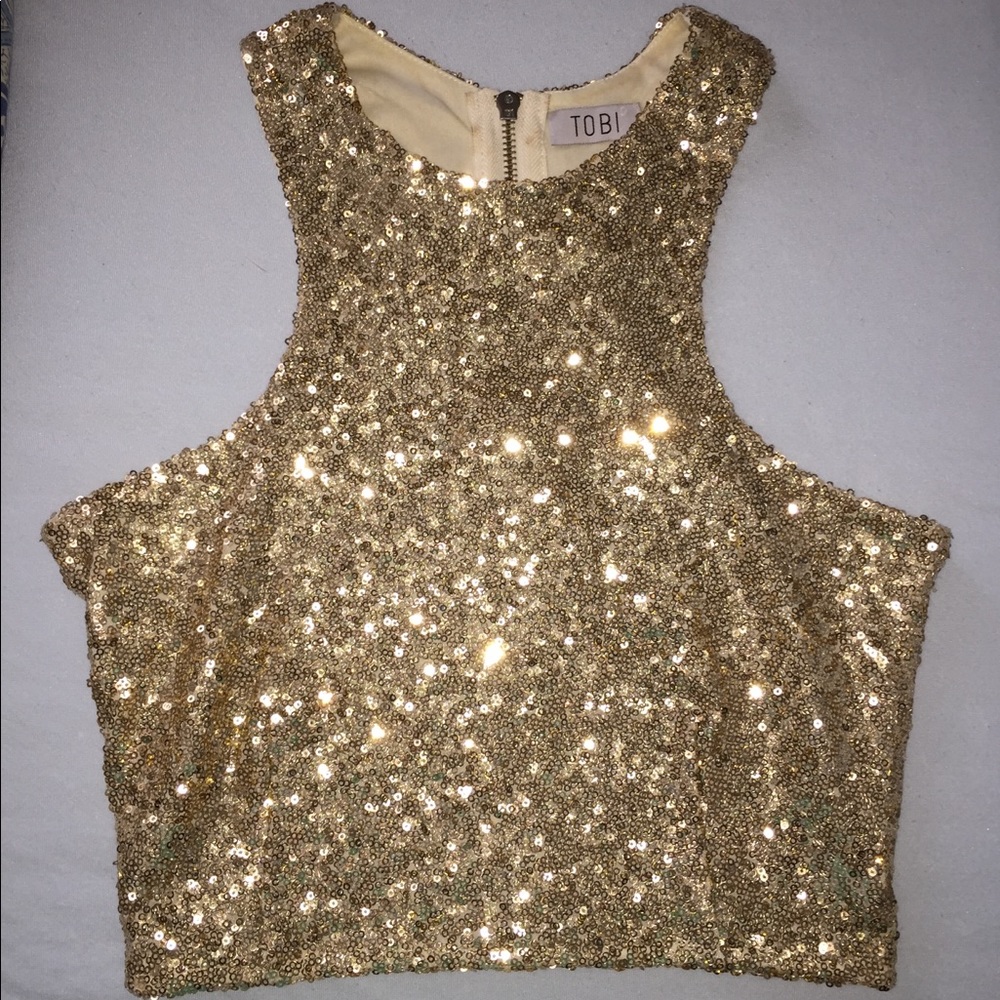 TOBI Gold Sequin Crop